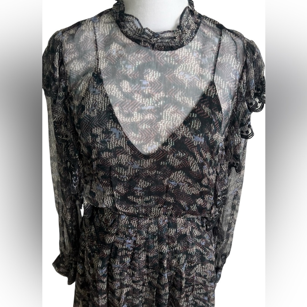 IRO Tinkle, abstract patterned Black blue purple Long Sleeve dress - Picture 12 of 16